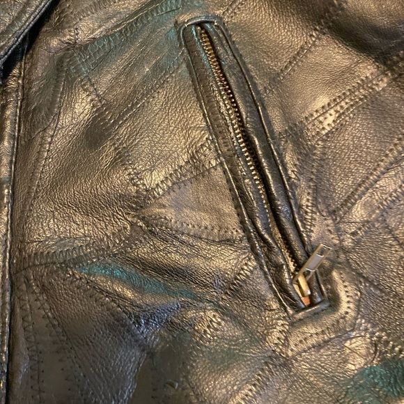 Vintage 80s Men’s Patchwork Genuine Leather  Jacket With Patches Size XL - Picture 5 of 13